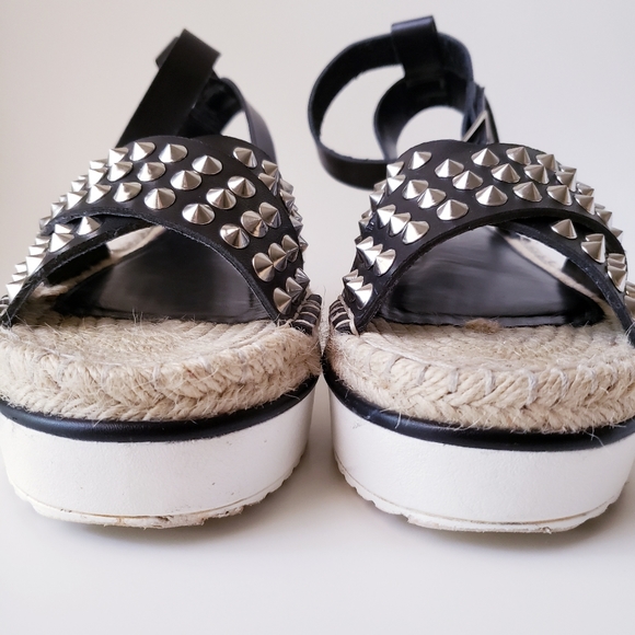 ASOS Black Ankle Strap Studded Platform Sandals - Picture 4 of 13